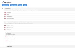Test case repository page
