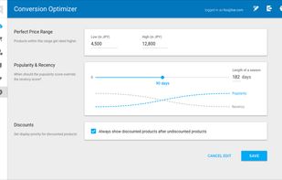 With the conversion optimizer you can easily tweak your conversion rate with manually adjustable parameters. (QOR Enterprise exclusive)