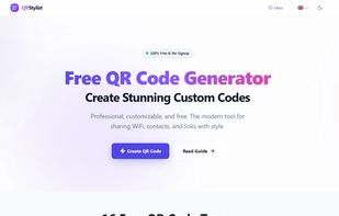 Privacy-first QR code generator with 16 types including WiFi, vCard, and URL. All processing happens in your browser - no signup, no data collection.