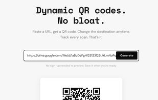 Paste any URL on the landing page and get a working QR code instantly. No account needed to try it.
