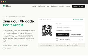 Free QR code generator on the homepage