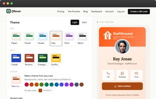 Digital business card editor with custom themes
