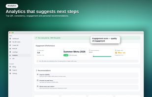 See which QR codes perform best, track scan consistency, and get personalized recommendations — all from one dashboard.