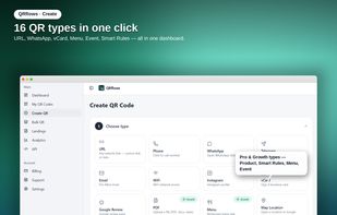 Manage all your QR codes from one central dashboard. See status, scan counts, and quick-edit destinations without reprinting.