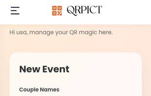 Enter your event details and personalize your digital space. Choose your theme, colors, and a welcome message for your guests.