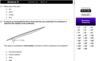 Student attempting a quiz/test Paper Style-all questions shown.