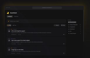 Feedback board where users submit and vote on feature requests