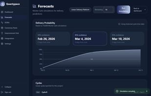 Monte Carlo simulation with P50 / P85 / P95 delivery confidence