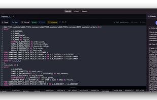 Schema-aware Claude AI lives inside the editor. It reads your tables, your query results, and your recent errors automatically. Ask "what does this error mean?" or "write me a query for customers_raw" — no more pasting schemas into chat.