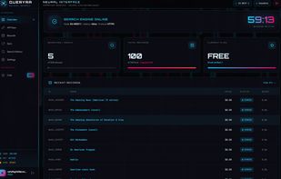 Queryra Dashboard – cyberpunk-styled admin panel with real-time search statistics