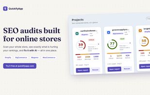 Projects overview showing the SEO health score of every store you track.