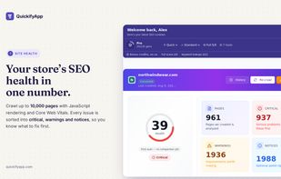 Site Health dashboard with one score and every issue split into critical, warnings, and notices.
