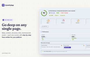 On-page analysis of any single page, with step-by-step fixes for your platform.
