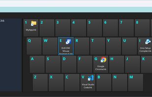 Main Window – Shows assigned shortcuts and the keyboard layout for quick launching.