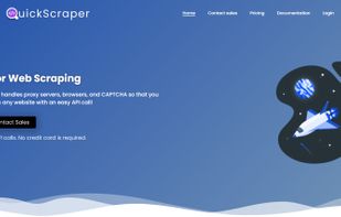 The Quick Scraper API handles proxy servers, browsers, and CAPTCHA so that you can get the HTML from any website with an easy API call!