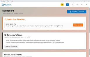 Dashboard Overview
At-a-glance insights with action alerts, next-lesson focus, and assessment summaries.

