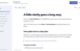 Rendered Markdown with heading outline