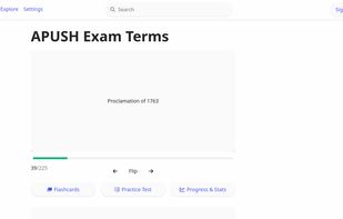Flashcards with history terms on Quizfreely