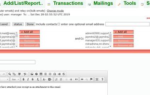 150+ back office menu selections: emailing out