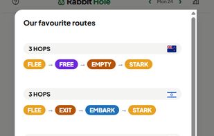Top routes screen