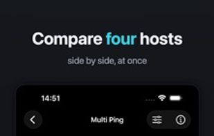 Multi Ping running the router, 1.1.1.1, google.com and 8.8.8.8 at once, each with its own coloured sparkline and loss figure.
