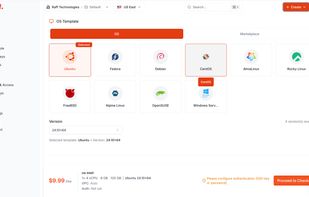Application Create Virtual Machine, Operating System Selection