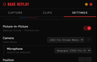 Webcam & Trigger Settings