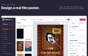 Poster editor with layers, 100+ fonts and print-ready PDF export