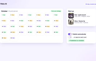 30-day content plan published automatically or after approval