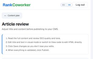 Article + image
With real references and suggestions for your human touch. Google rewards real experience.
