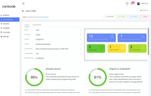 Dashboard interface for paying customers — Access the profile of a candidate.