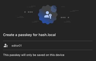 Registering a passkey from the user's profile screen.