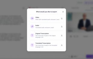Export dubbed video, audio or text file