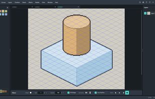 Draw shaded isometric shapes in one drag, with a build-in grid