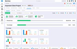 Project financial dashboard.