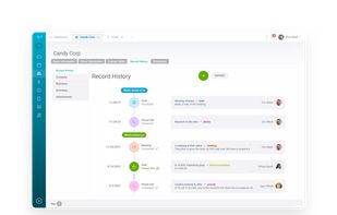 All records that are in any relation to a specific record are shown in the History tab. It can be records of a contact that works in the account, a scheduled meeting records or records of an existing Business deal.