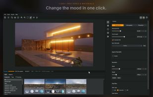 The render window with the HDRI library