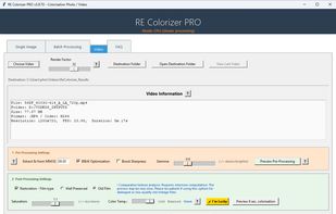 Complete colorizing process for video with automatic conversion in MP4/H264 for best results