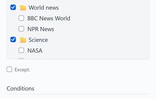 Filter editor: regex and score conditions that label and star matching articles