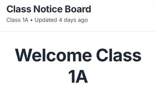 Example sheet from a primary school class notice board.