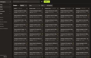The pipeline board in dark mode
