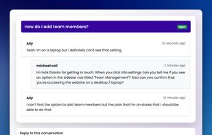 Customer view of support thread