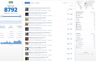Main Dashboard View with the most active articles on a website.