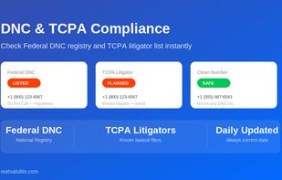 DNC & TCPA Compliance — check Federal DNC registry and TCPA litigator list instantly, updated daily.