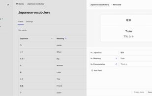 Editing a card on desktop
