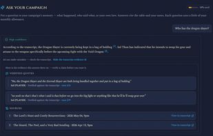Recap Raven answering a campaign question with transcript evidence