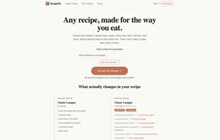 Paste any recipe URL and convert it instantly. No account needed to try.
