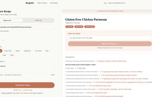 Every ingredient is swapped and scaled at the same time. Quantities update automatically based on your serving size.