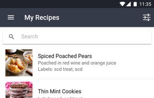 Example of what the my recipes page looks like when you've added your recipes