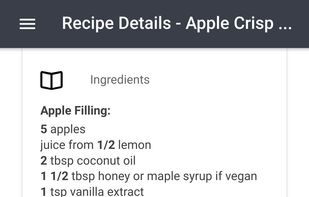 Example of what the recipe details page looks like if you create a recipe